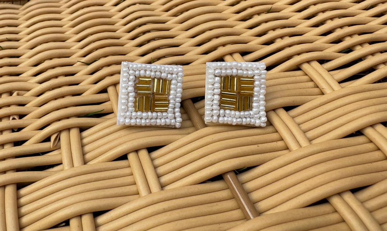 Beaded Checkerboard Earrings