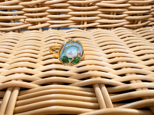 Cerulean Rosebud Ring