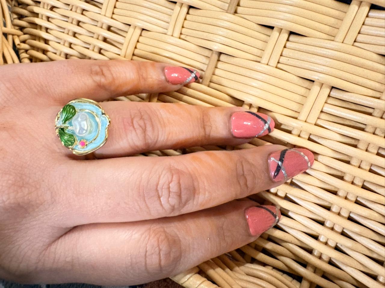 Cerulean Rosebud Ring