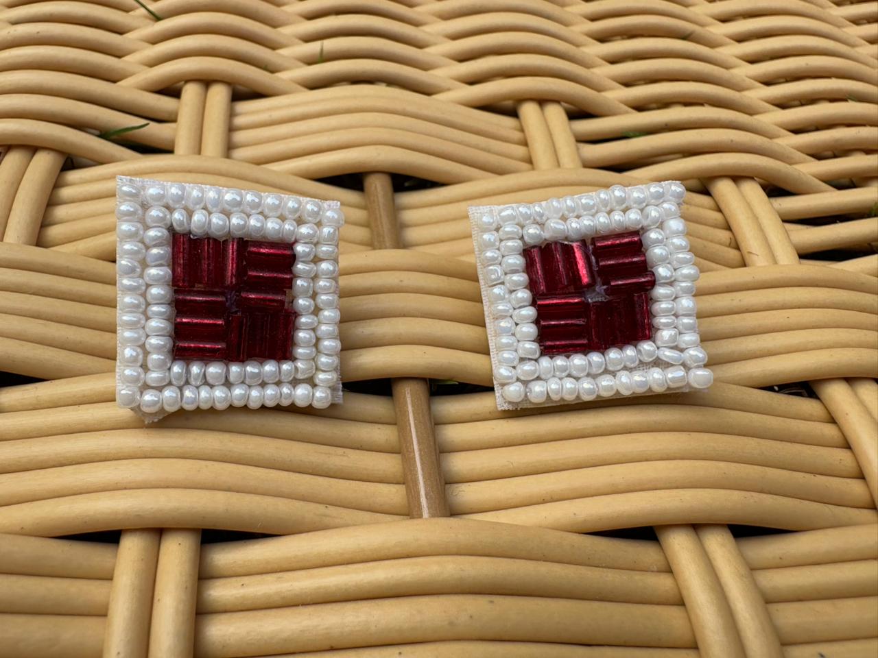 Beaded Checkerboard Earrings