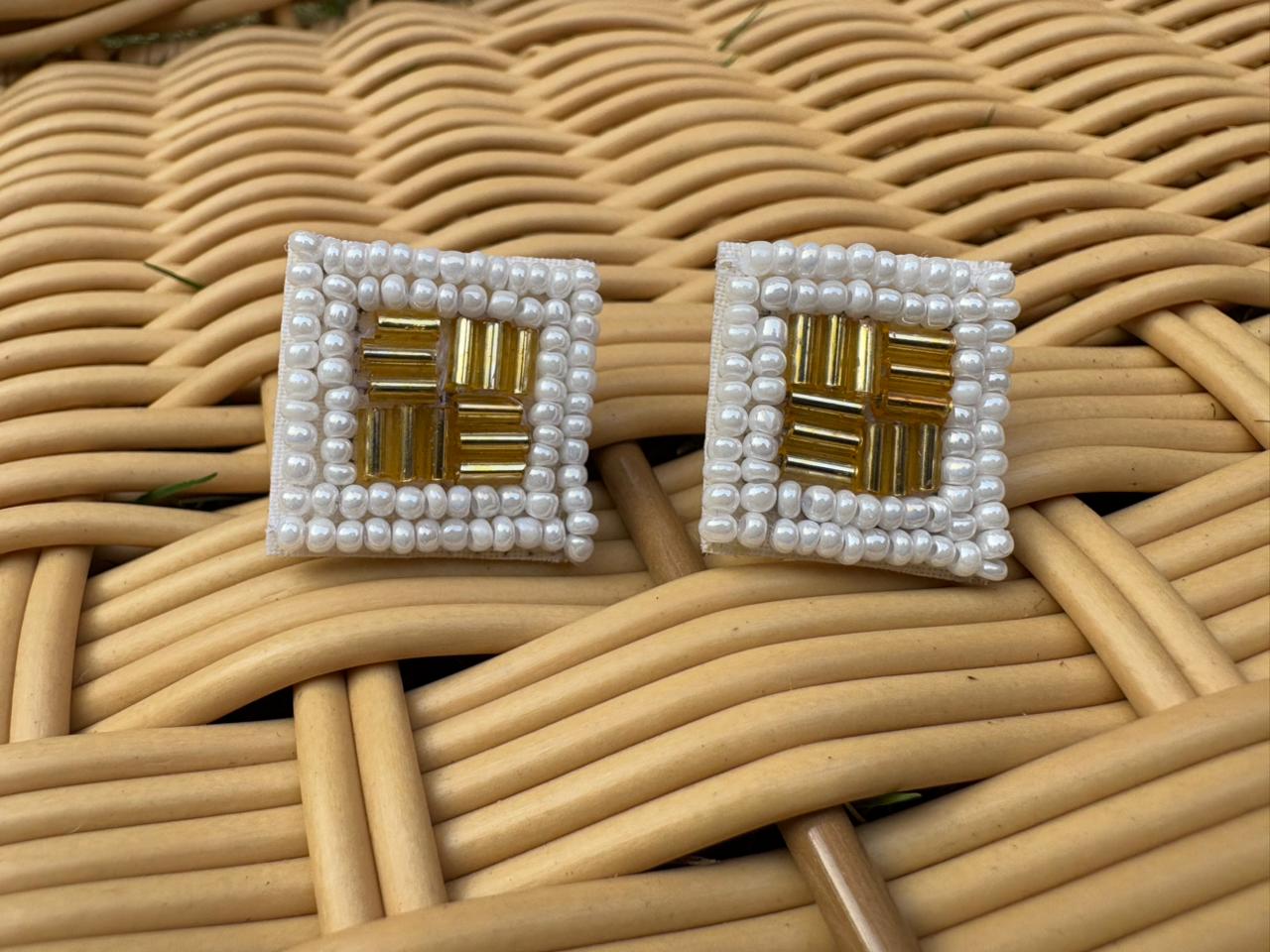 Beaded Checkerboard Earrings